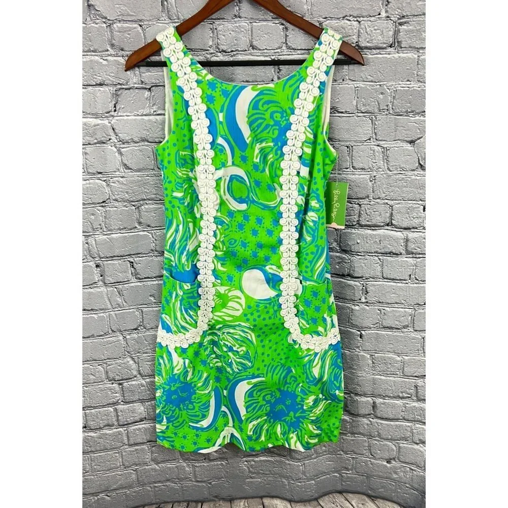 Lilly Pulitzer  Limeade Roar of the Jungle  Liz Shift Dress Size 4 - Picture 6 of 10